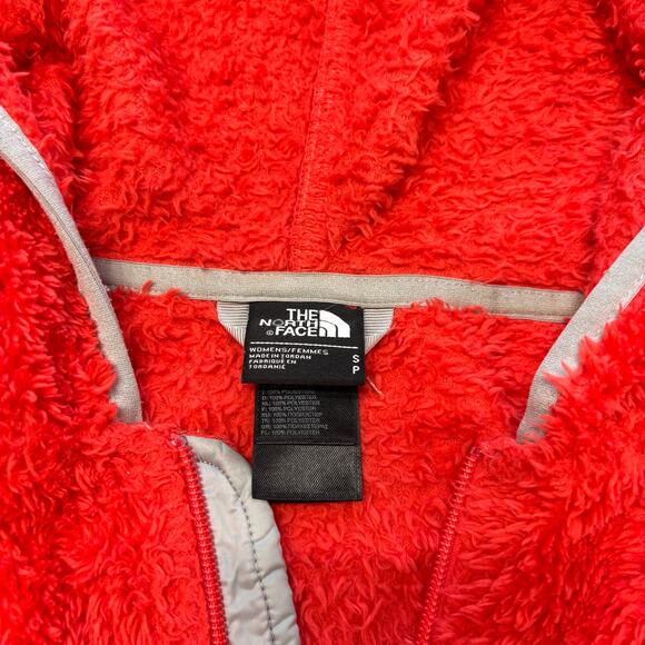 The North Face Jacket Fuzzy‎ Sherpa Fleece Coral Orange Womens S Full Zip Hooded - Picture 2 of 8